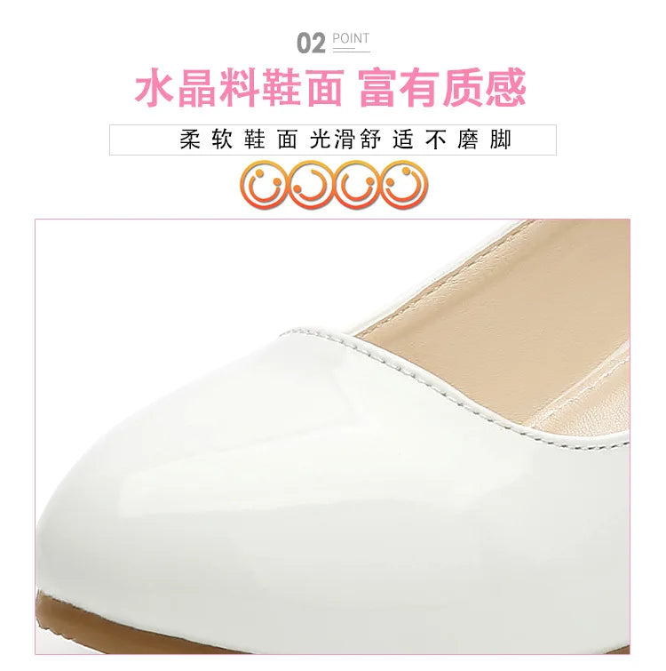 Children Girls Leather Shoes White Princess High Heel Shoes For Kids Girls Performance Dress Student Show Dance Sandals 26-41