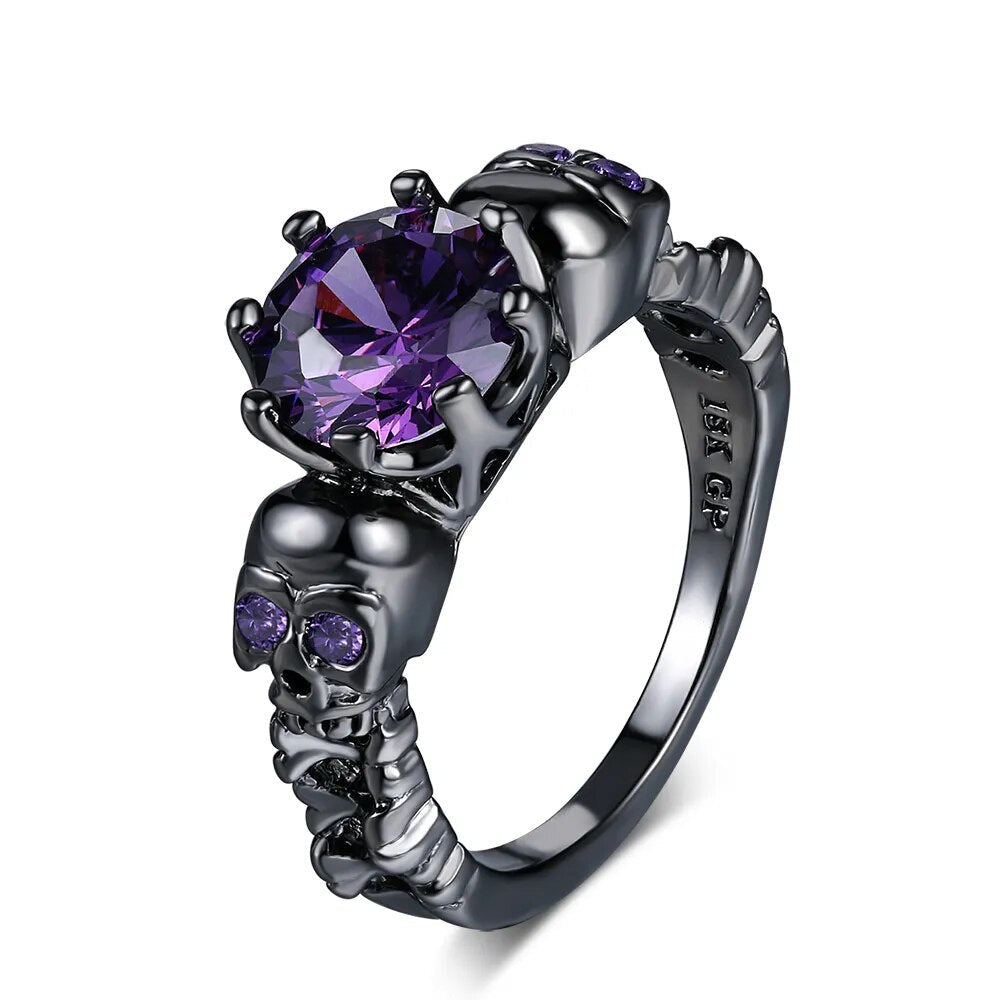 Punk Skull Retro Gothic Rings for Women Men Halloween Goth Witchcraft Accessories Black Color Rings Fashion Jewelry Gifts R623