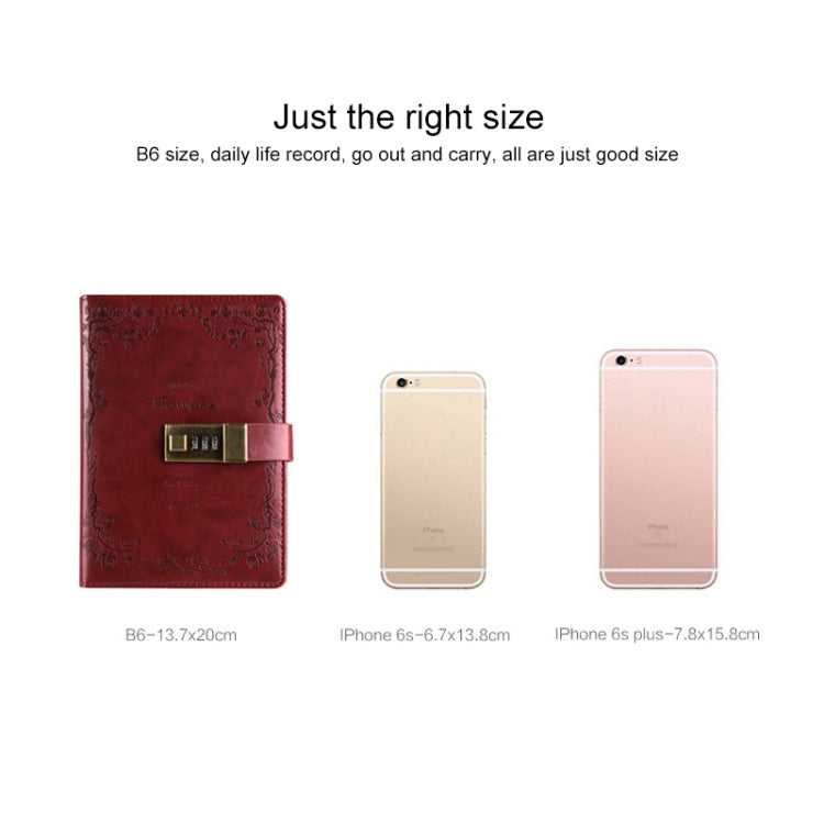 B6 Retro PU Cover Notebook Diary Book with Password Lock