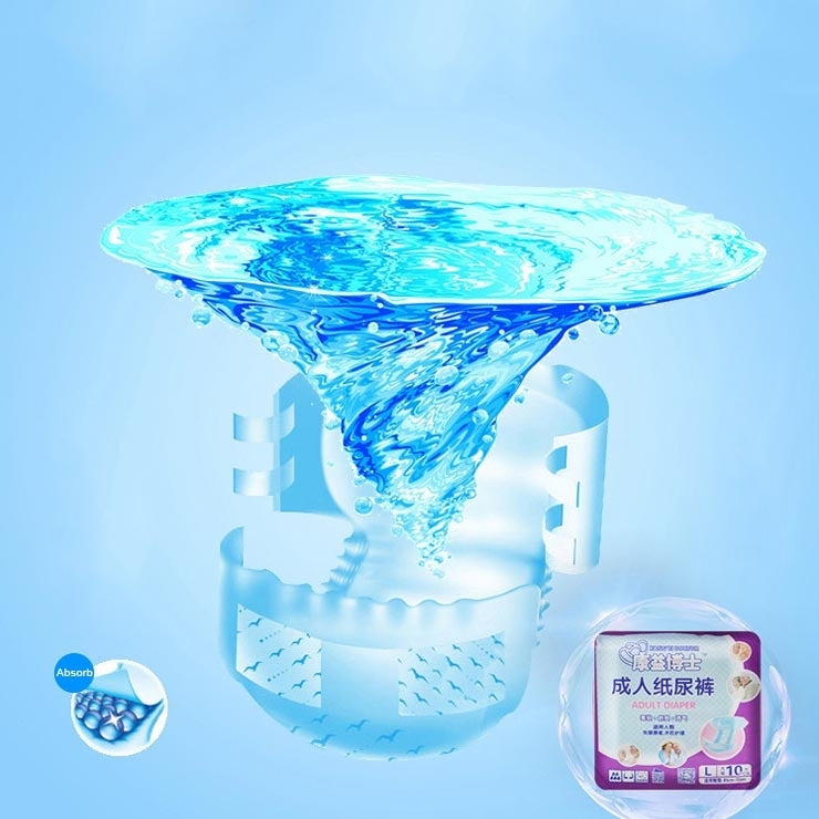 KANG YI DOCTOR Adult Diapers Cloth for Disabled Old Women and Men Disposable Nappy Incontinence, L, Suitable for waistline: 1.7-2.5 Feet, L 10pcs