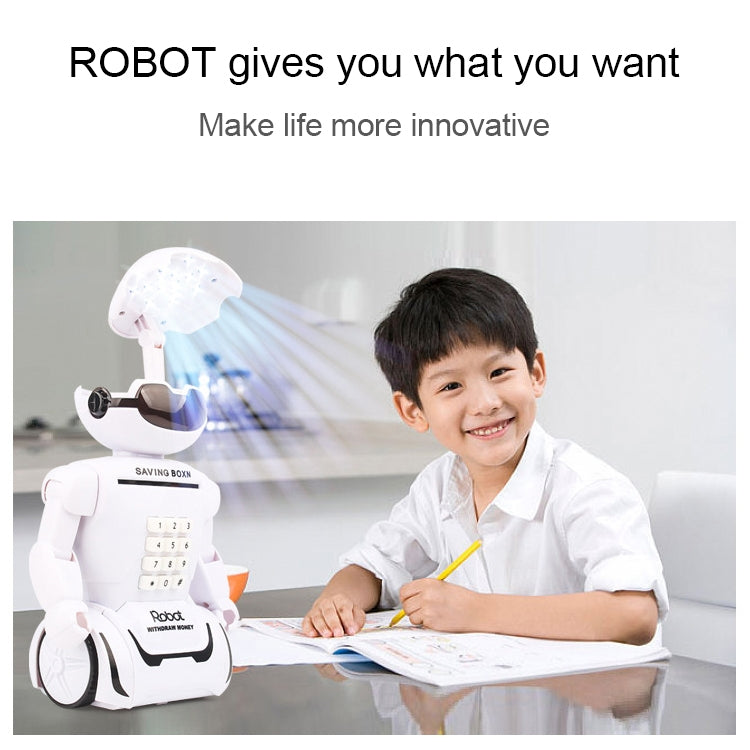 Multi-function Robot Piggy Bank Desk Lamp Code Money Box for Children, Robot Bank