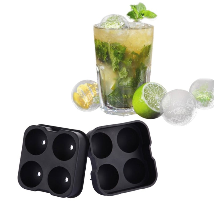 Ball Shape 4-Grid Silicone Ice Cube Mold, Ball Shape