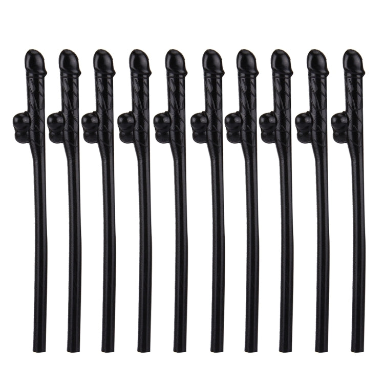 10 PCS Dicky Sipping Straw, Length: about 19cm, Dicky Sipping Straw(Black)