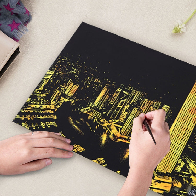 Bright City DIY Drawing Picture Wall Painting Scratch Card Golden Night View Paint Arts Paper Hand Painted Home Decoration Creative Handmade Gifts, Size:41*28.7cm, Dubai, Panorama London, Panorama Paris