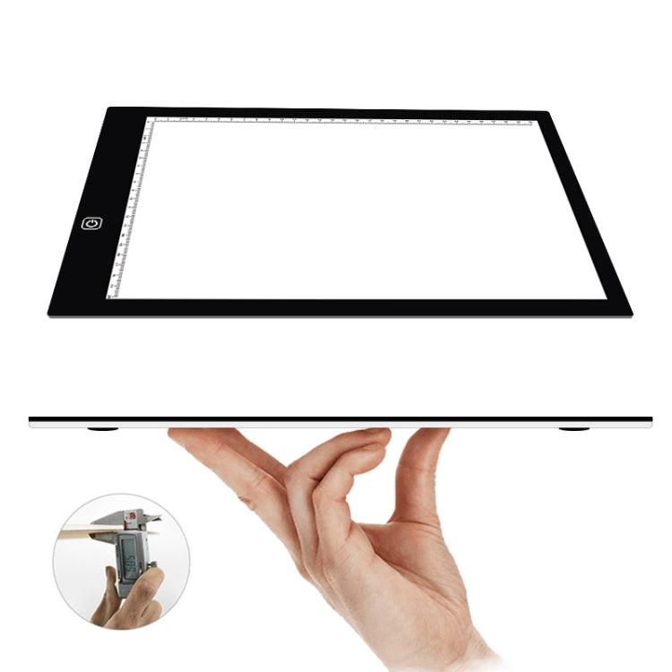 A4 Size 5W 5V LED Three Level of Brightness Dimmable Acrylic Copy Boards for Anime Sketch Drawing Sketchpad, with USB Cable & Plug, Size：240x360x5mm