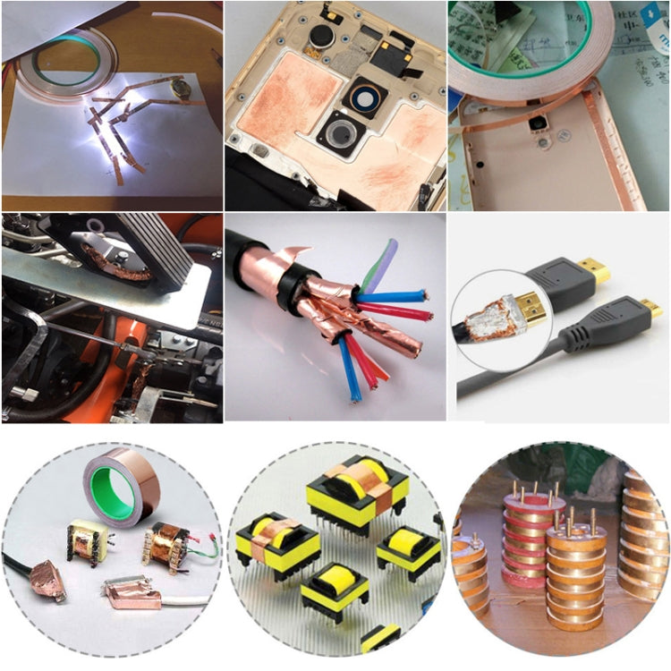 Pure Copper Double-sided Conductive Copper Foil Tape Signal Masking Tape, Size: 20m x 10mm, Size: 20m x 10mm