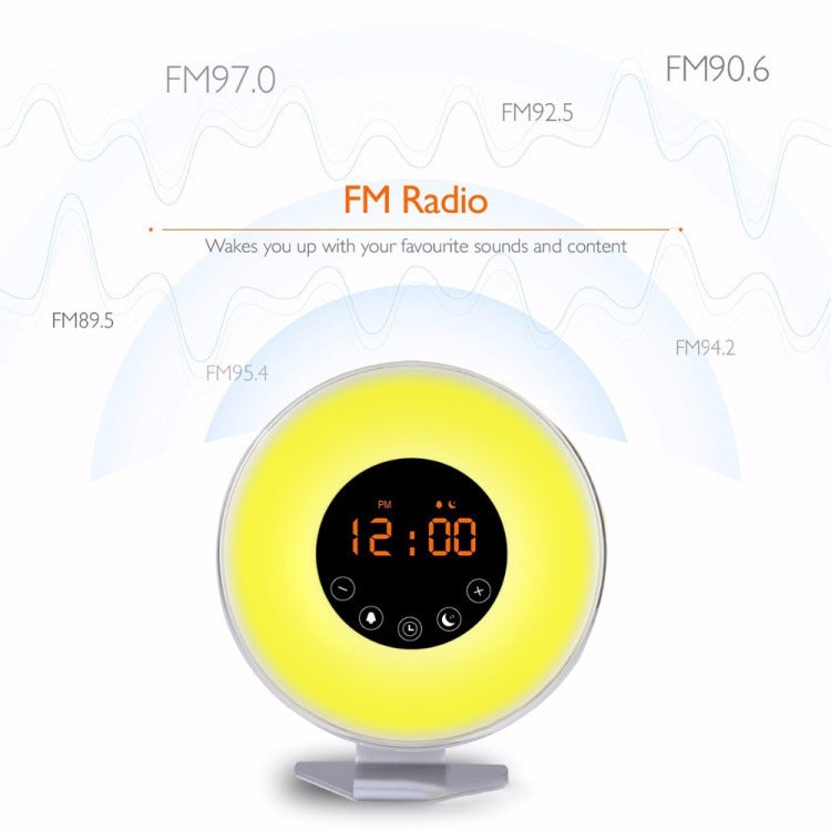 Multi-function Led Touch Intelligent Wake-up Light Alarm Clock with FM Radio, USB
