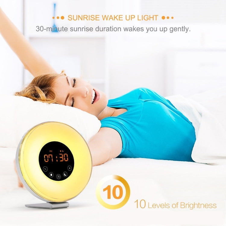 Multi-function Led Touch Intelligent Wake-up Light Alarm Clock with FM Radio, USB