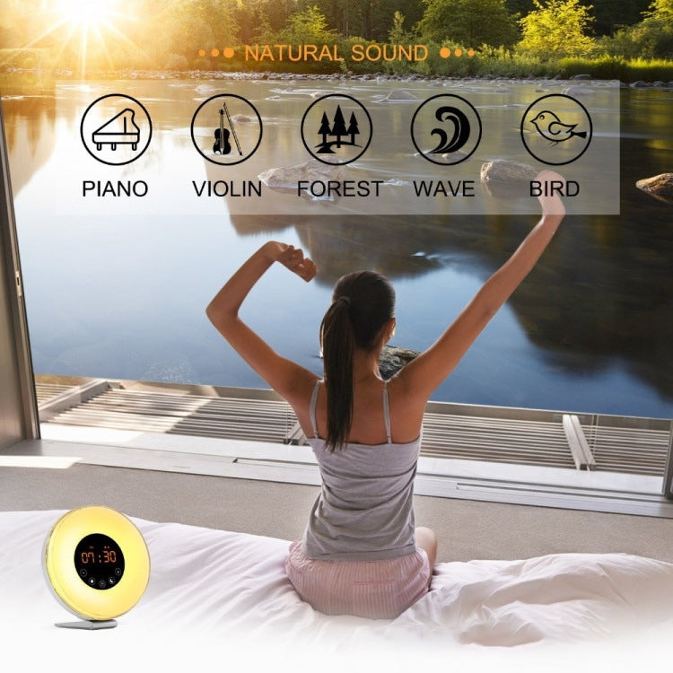 Multi-function Led Touch Intelligent Wake-up Light Alarm Clock with FM Radio, USB