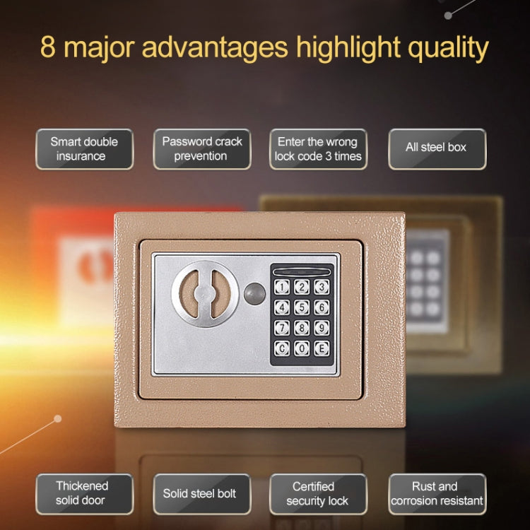 17E Home Mini Electronic Security Lock Box Wall Cabinet Safety Box without Coin-operated Function(White)