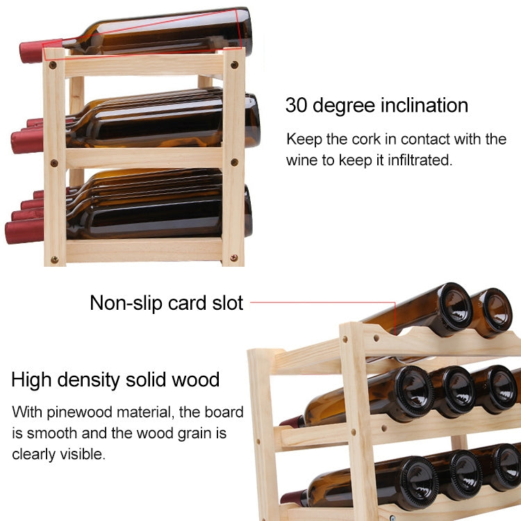 Solid Wood Folding 12-bottle Wine Display Rack Multi-layer Wine Rack, Size: 46x24x28cm, Multi-layer Wine Rack