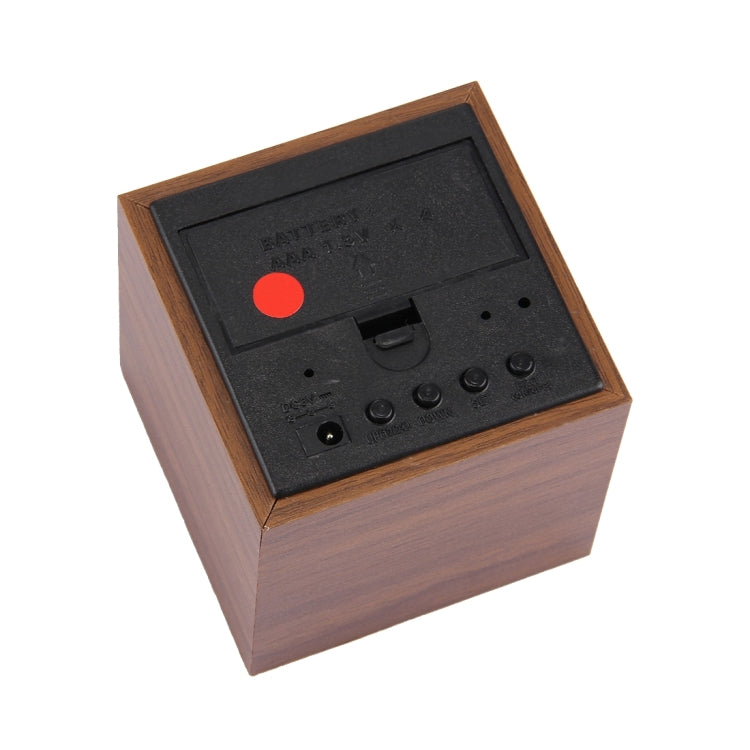 Wood Clock Desk Table LED Digital Display Alarm Clock with Time & Date & Temperature Display, Wood Clock