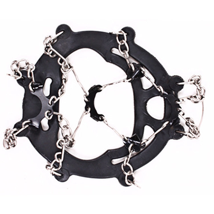 One Pair 8 Teeth Anti-Slip Ice Gripper Hiking Climbing Chain Shoes Covers, 8 Teeth Black, 8 Teeth Orange