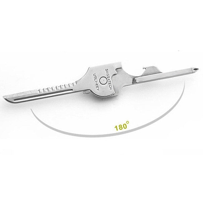 SWISS+TECH Stainless Steel 6 in 1 Multi-function Outdoor Key Chain, Foldable Mini Tools Key Ring