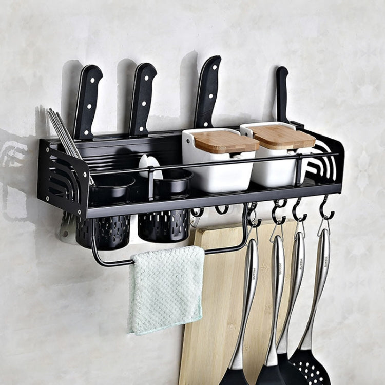 B Version 50cm 2 Cups 10 Hooks Kitchen Multi-function Wall-mounted Condiment Storage Rack, B Version 50cm 2 Cups