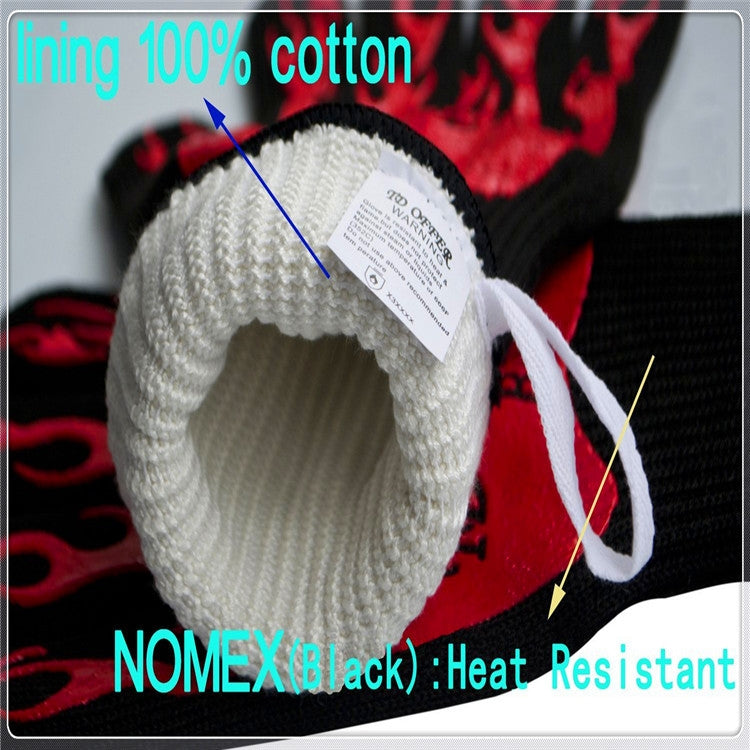 2 Layer Fire Protection Portable Silicone Anti-skidding High Temperature Resistance Cooking Baking Barbecue Gloves, Size: 28-33 cm
