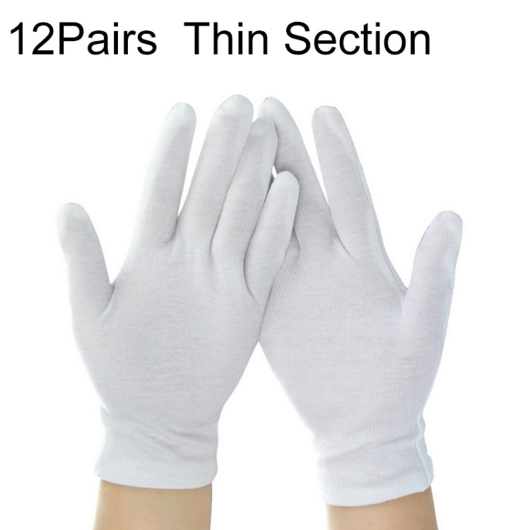 12 Pairs Pure Cotton Working Gloves, Thin Section, Thin Section