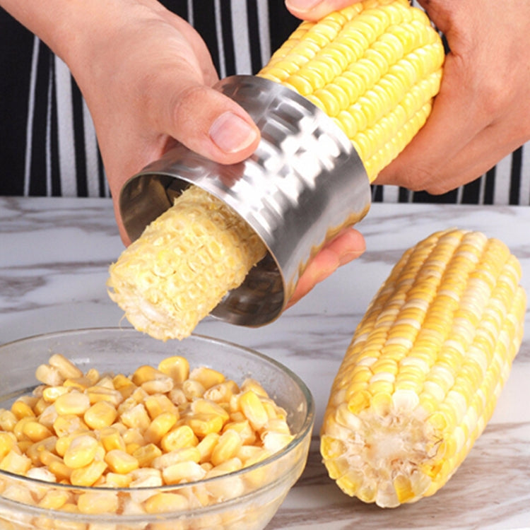 Round Shaped 304 Stainless Steel Household Corn Cutter Cob Corn Stripper Kitchen Tool, Stainless Steel