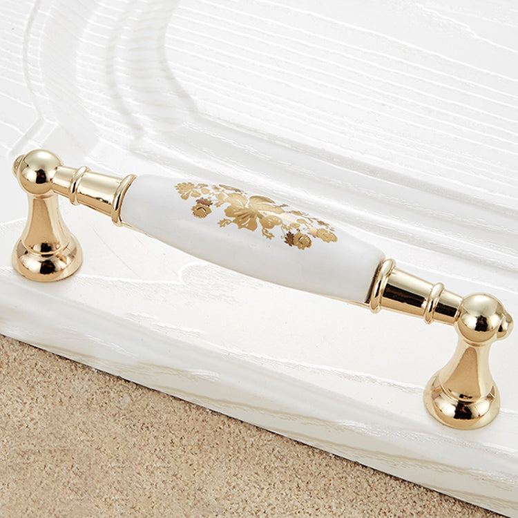 5027-128 Gold Imitated Zinc Alloy Ceramic Handle for Cabinet Wardrobe Drawer Door, Hole Spacing: 128mm, 5027-128(1)