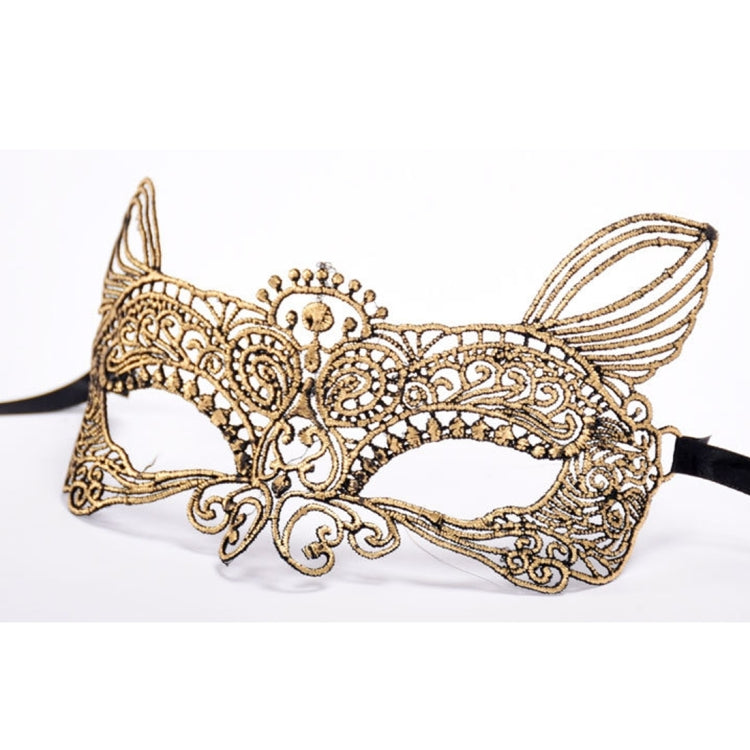 Halloween Masquerade Party Dance Sexy Lady Bronzing Lace Cat King Mask, Bronzing Cat King