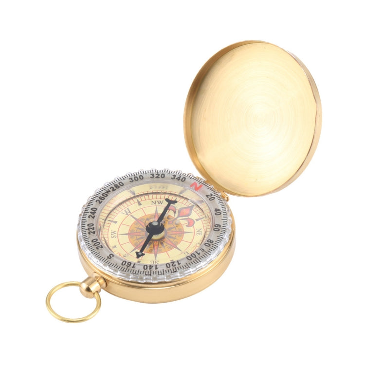 Portable Brass Pocket Camping Hiking Golden Luminous Display Compass Navigation Outdoor Activities Pointing Guide, G50