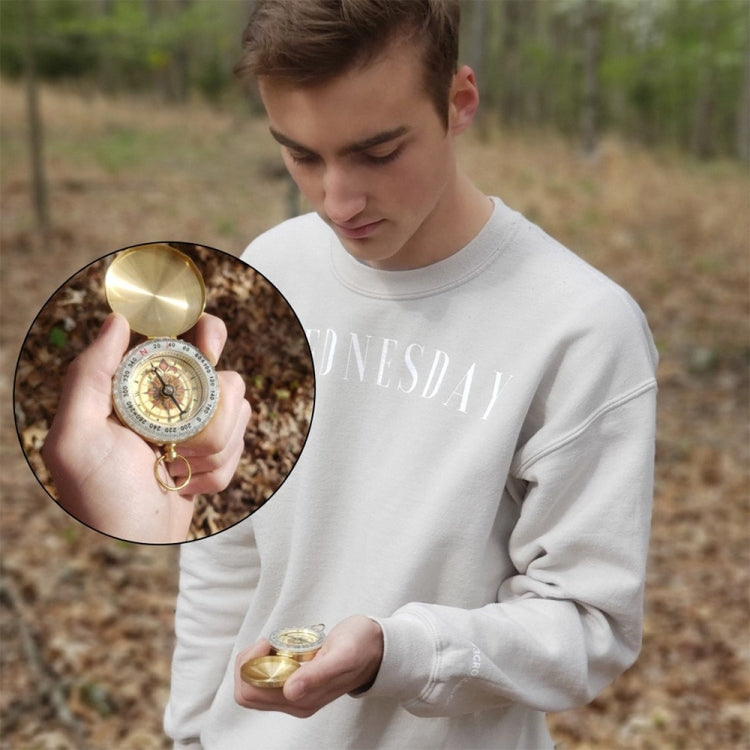 Portable Brass Pocket Camping Hiking Golden Luminous Display Compass Navigation Outdoor Activities Pointing Guide, G50