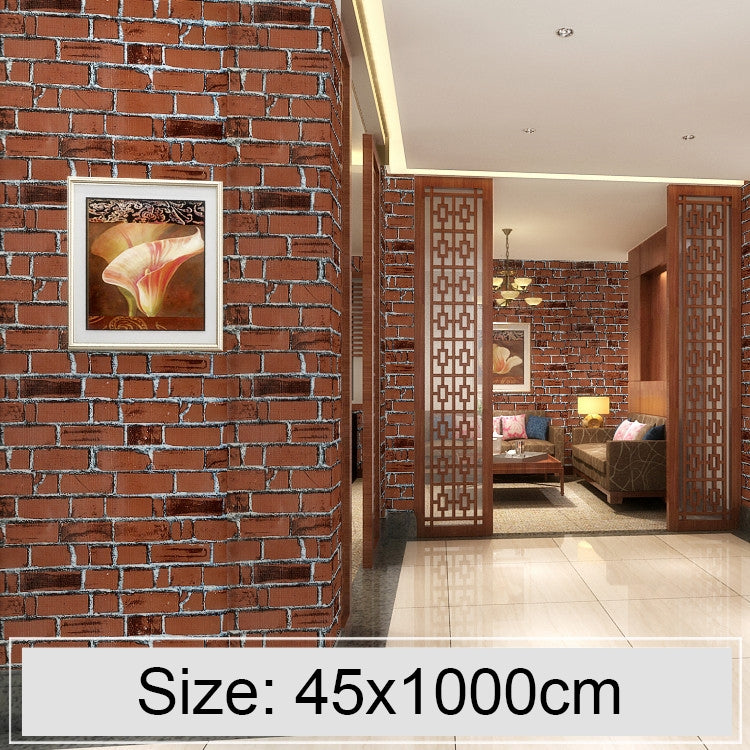 Coffee Brick Creative 3D Stone Brick Decoration Wallpaper Stickers Bedroom Living Room Wall Waterproof Wallpaper Roll, Size: 45 x 1000cm, Coffee brick