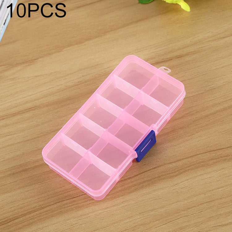 10 PCS Removable Grid Plastic Box Organizer for Jewelry Earring Fishing Hook Small Accessories, Size: Small, 10 Slots, 10 Slots (Purple+Blue), 10 Slots  (White+Pink), 10 Slots  (White+Blue), 10 Slots (Pink+Blue), 10 Slots (Orange + blue)