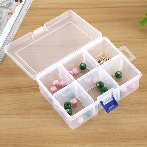 Plastic Jewelry Box Organizer Storage Container with Adjustable Dividers, Size: Large, 6 Slots, 6 Slots