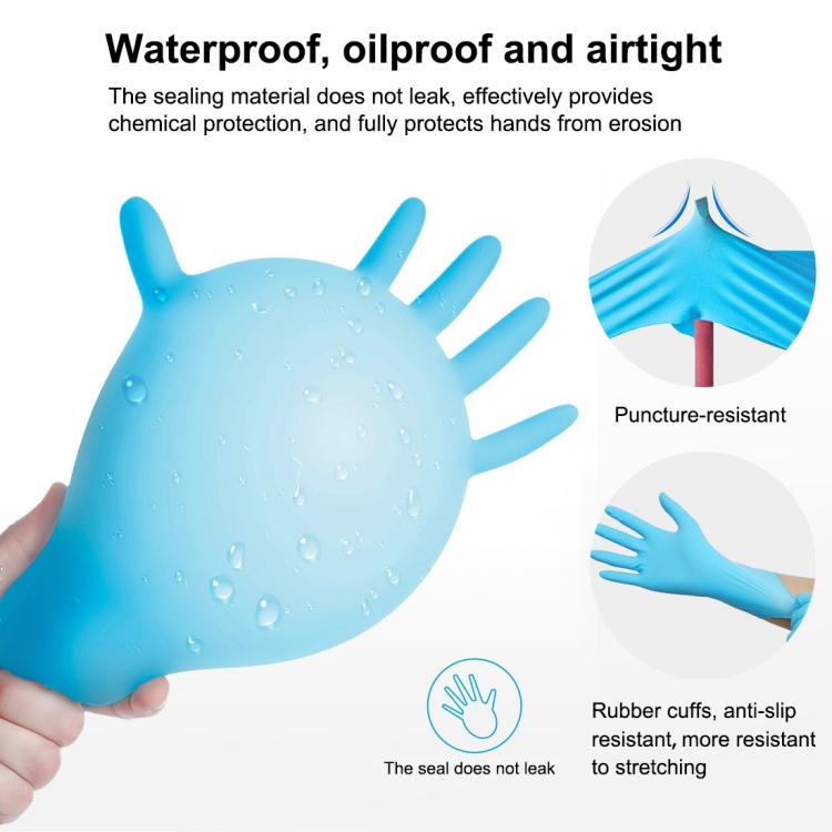 100pcs Blue Disposable Butyronitrile Gloves Housework Supplies, Size: L, Suitable for Palm Width: 9cm-10cm, New / Old Packing Box Random Delivery, Size: L