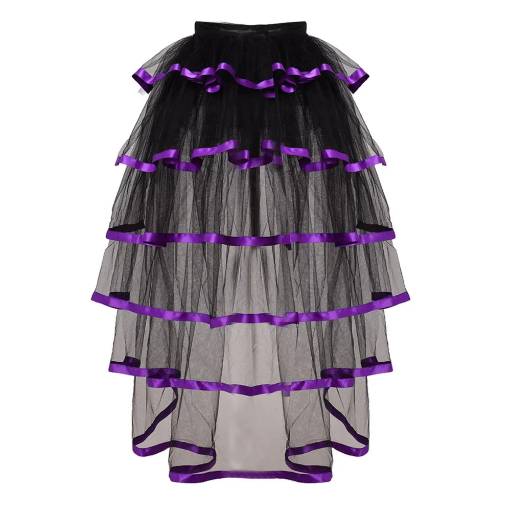 Steampunk Skirt Ruffles Tulle Overskirt Women Lady Gothic Punk Sexy Lolita Cocktail Party Puffy Mermaid Overskirts