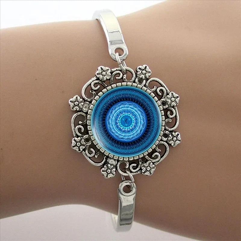 TAFREE Glass Cabochon Dome Lace Flower Charm Bracelet Women's Love Christmas Gift Good Quality Cuff Bangles