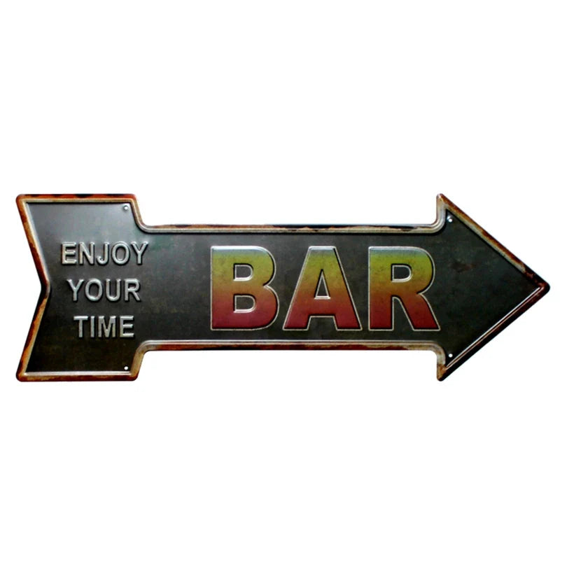Restaurant Beach  Beer Bar Coffee Arrow Metal Irregular Tin Signs  Advertising Board Wall Pub Home Art Decor 42X10CM U-13