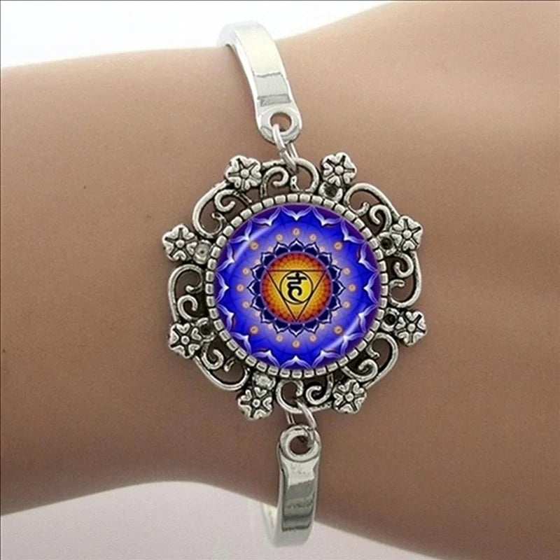 TAFREE Glass Cabochon Dome Lace Flower Charm Bracelet Women's Love Christmas Gift Good Quality Cuff Bangles