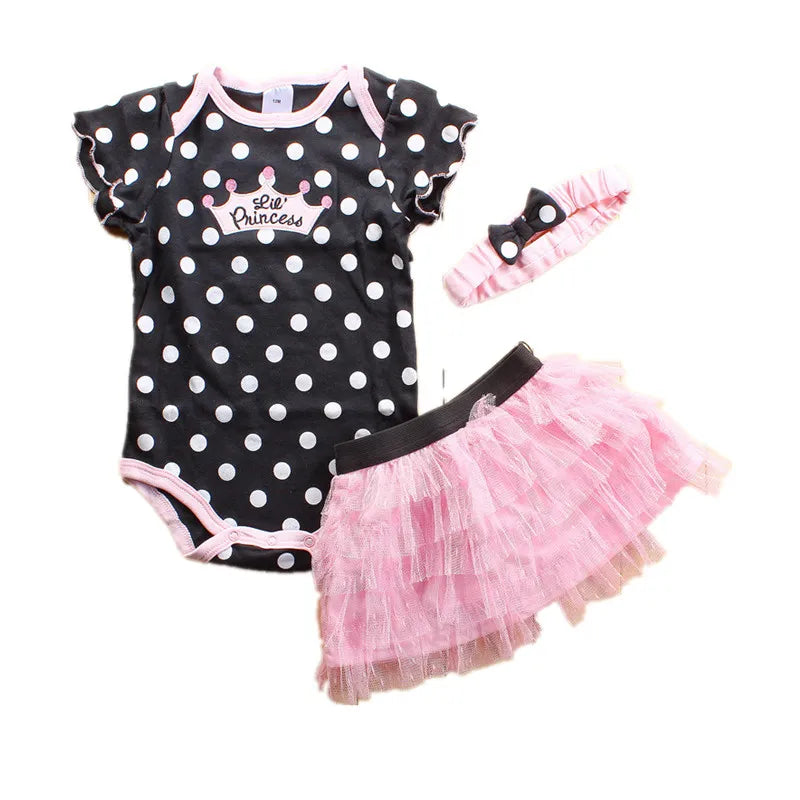 Fashion Newborn Baby Girl Clothes Short Romper,Tutu Skirt & Headband 3 PC Suits Infant Toddler Zebra Summer Girls Clothing Sets