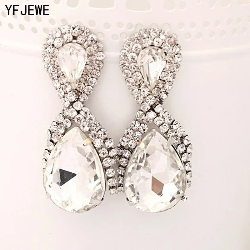 Hop Bijouterie Earring Studs Women's Droplets Shining Gold Silver Plated Crystal Drop Earrings Women Snowflake E017