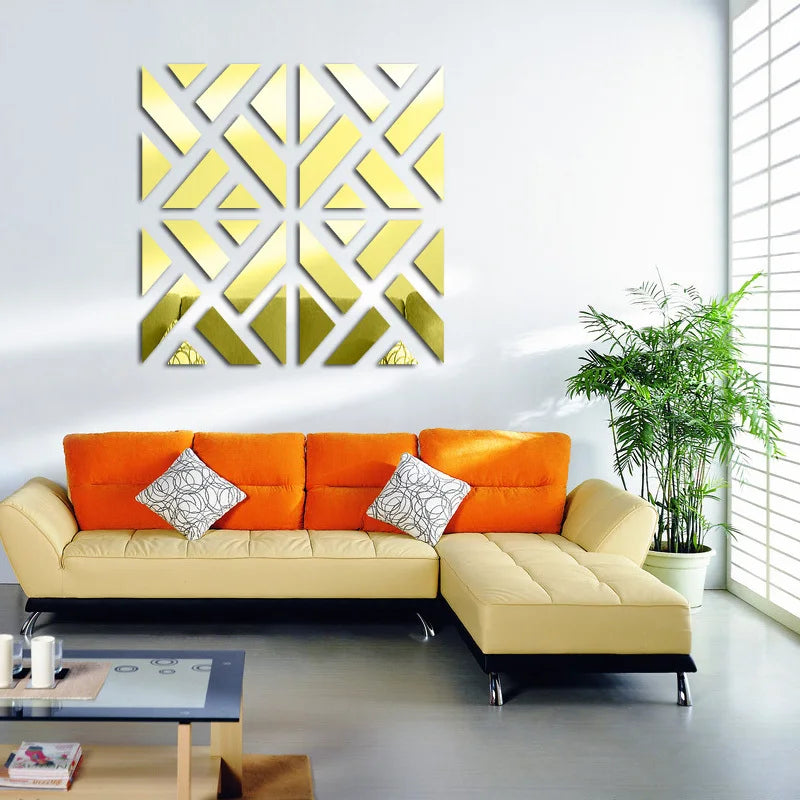 new wall stickers big 3d Decorative stickers living home modern acrylic large mirror pattern surface diy real
