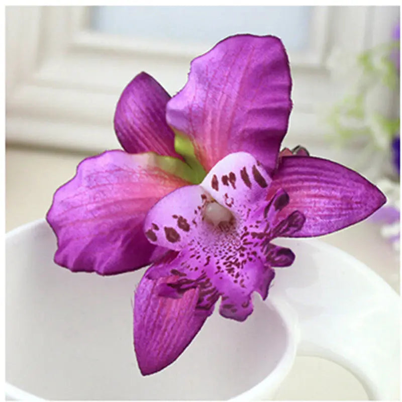 1PC Women Chic Fashion Flowers Hair Clips Gift Sand Beach Colorful Handmade Butterfly Orchid Vacation Hair Accessories