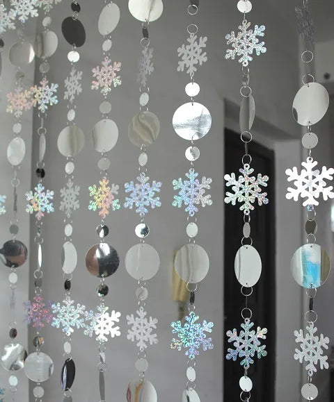 Christmas Decoration Home Curtain Snowflakes Laser sequins PVC Glitter Door Curtain Christmas tree Ornaments