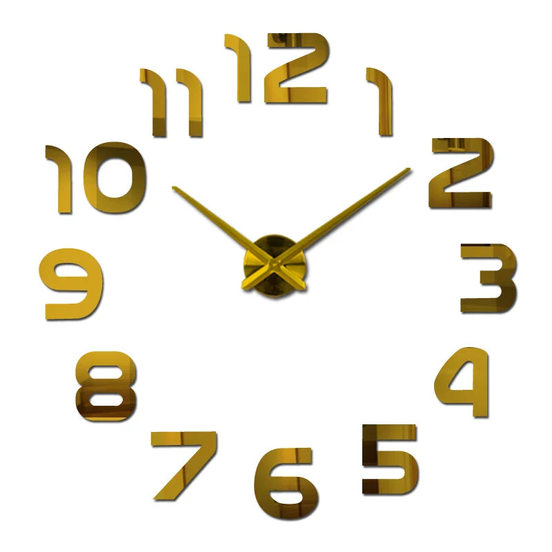 Wall clock watch clocks horloge 3d diy acrylic mirror Stickers Home Decoration Living Room Quartz Needle free shipping