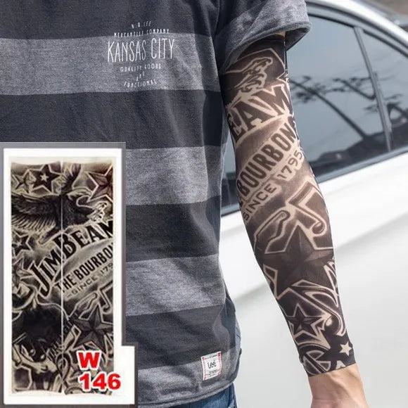 1pc hot sale tattoo sleeve  styles elastic Fake 100%nylon Arm stocking beloved girl Buddha Wolf Dragon design halloween cool men