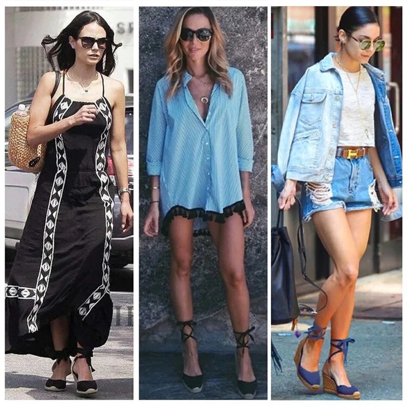 2025 Spring Hemp Rope Wedge with Light Bottom Strap Ladies Sandals Summer High Heel Platform Women Shoes Plus Size 40 41 42