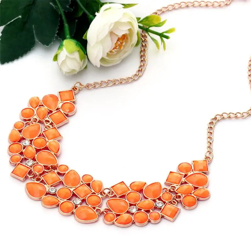 MINHIN New Popular Multicolor Big Pendant Clavicle Chain Necklace Women's Delicate Banquet Jewelry