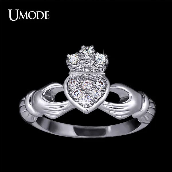 UMODE Love Heart Design Crown Hand Heart Clah-Duh Claddagh Rings For Women Christmas Gift Anel Fashion Bague UR0127