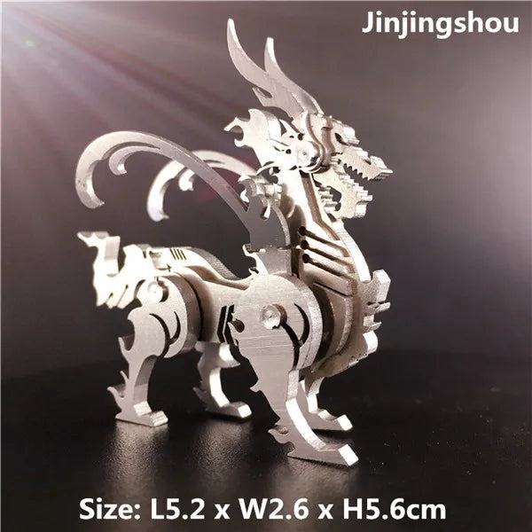 3D Metal Model Chinese Zodiac Dinosaurs western fire dragon  DIY Assembly models Toys Collection Desktop For Adult