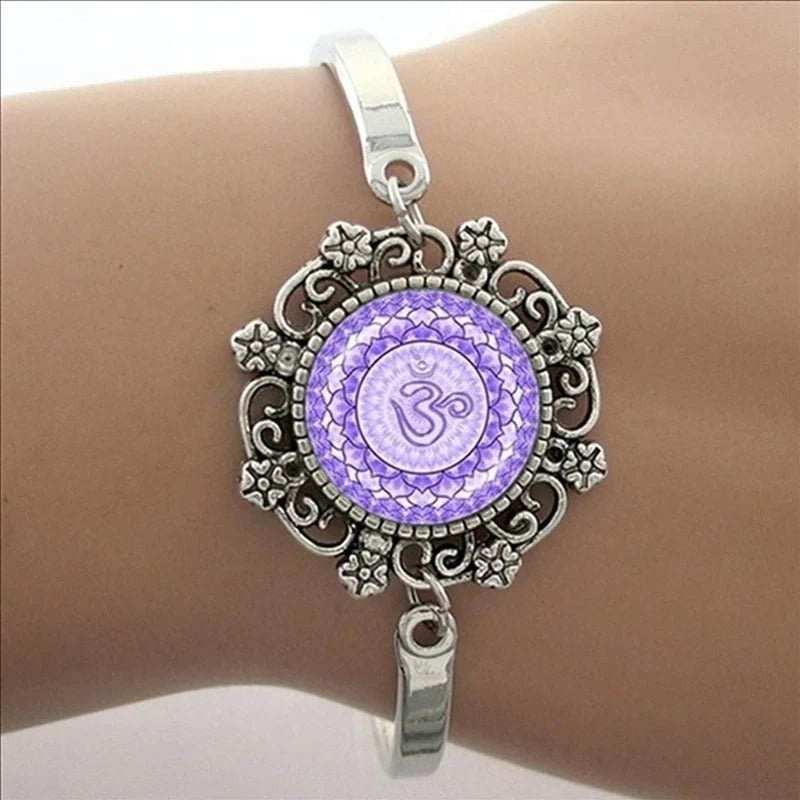 TAFREE Glass Cabochon Dome Lace Flower Charm Bracelet Women's Love Christmas Gift Good Quality Cuff Bangles