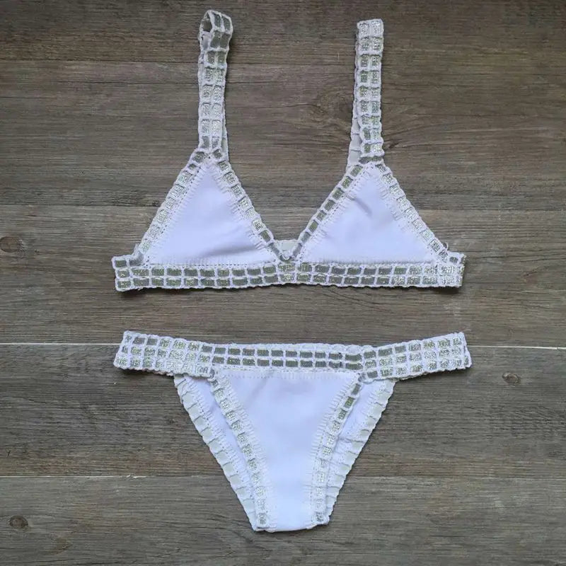 Colorful Crochet Bikinis Women's Swimming Suit 2023 Sexy Bandage Brazilian Bikini Set Knitted Swimsuit Swimwear Women Biquini