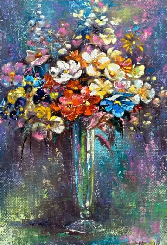 YWDECOR Modern Abstract Flower in a Vase Orchid Canvas Painting Print on Canvas Wall Art Picture Poster Living Room Home Decor