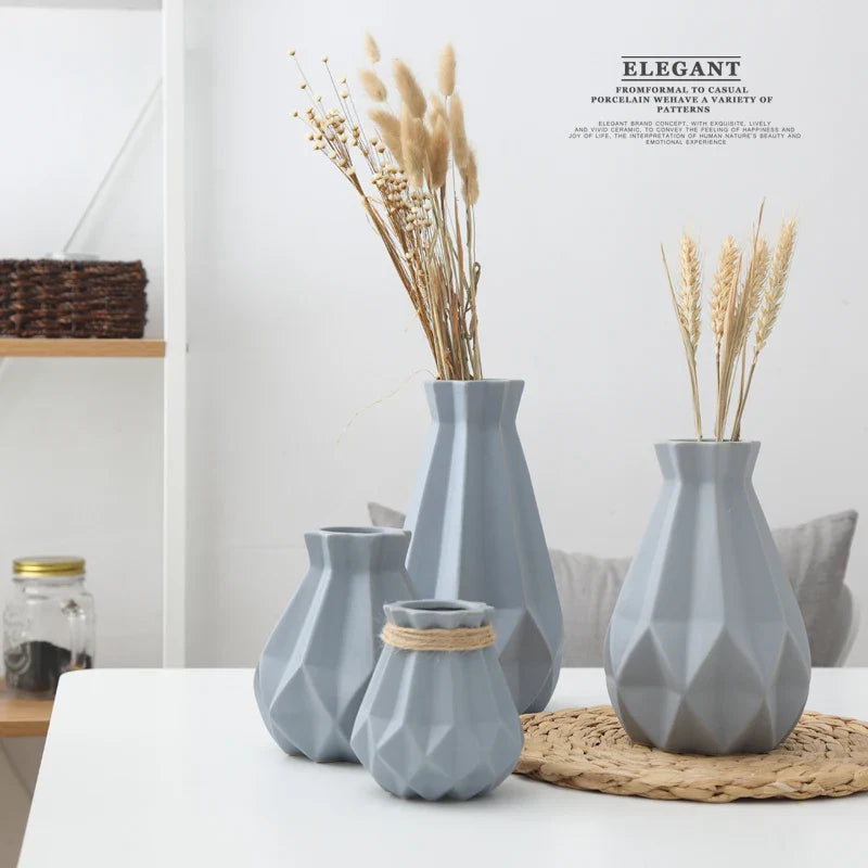 Nordic Porcelain Vase Matt Ceramic Vases Modern Flower Pot Diamond Plant Pot Study Hallway Home Decor Living Room Decoration