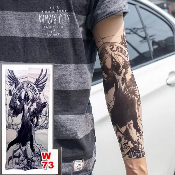 1pc hot sale tattoo sleeve  styles elastic Fake 100%nylon Arm stocking beloved girl Buddha Wolf Dragon design halloween cool men